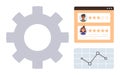Gear Symbol with User Reviews and Analytics Chart Data Analysis and Process Optimization Royalty Free Stock Photo