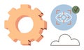 Gear with Vision Targeting Mark, Cloud and Checkmark Icon Representing Optimization and Clarity Royalty Free Stock Photo