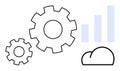 Gear Symbols with Growth Bars and Cloud Icon Data Processing and Cloud Computing Integration Royalty Free Stock Photo