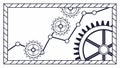 Gear System in Decorative Frame Vector Art, vector design Generative AI Royalty Free Stock Photo