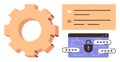 Cybersecurity and System Settings Representation with Gear, Lock, and Interface Components Royalty Free Stock Photo