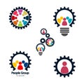 Gear teamwork meeting concept,Graphic group connecting,People Connection logo set,Team work in a circle holding hands,Business