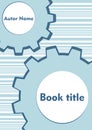 Gear techno background in light blue, two cogwheels with white gap, techno textbook cover, brochure, book cover Royalty Free Stock Photo