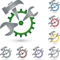 Gear and tools, mechanic and locksmith logo Royalty Free Stock Photo