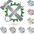 Gear and tools, mechanic and locksmith logo Royalty Free Stock Photo