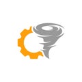 Gear with Tornado logo vector template, Creative Twister logo design concepts, icon symbol, Illustration