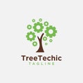 Gear tree, Technic tree logo icon vector template logo