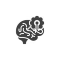 Gear turning inside a brain vector icon