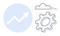 Gear with Cloud and Arrow Chart Representing Growth, Innovation, and Process Optimization Royalty Free Stock Photo