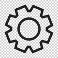 Gear vector icon in flat style. Cog wheel illustration on isolated transparent background. Gearwheel cogwheel business concept. Royalty Free Stock Photo