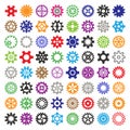 Gear vector mechanism icons isolated illustration. Mechanics web development shape work cog multicolor gear sign. Engine