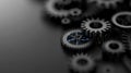 Gear Visualization: Mechanical gear system interconnected lines and dots, data visualization for big data graphics