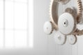 Gear Visualization: Mechanical gear system interconnected lines and dots, data visualization for big data graphics
