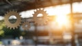 Gear Visualization: Mechanical gear system interconnected lines and dots, data visualization for big data graphics