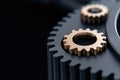 Gear Visualization: Mechanical gear system interconnected lines and dots, data visualization for big data graphics