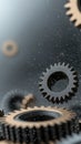 Gear Visualization: Mechanical gear system interconnected lines and dots, data visualization for big data graphics