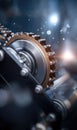 Gear Visualization: Mechanical gear system interconnected lines and dots, data visualization for big data graphics