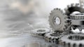 Gear Visualization: Mechanical gear system interconnected lines and dots, data visualization for big data graphics
