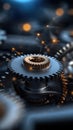 Gear Visualization: Mechanical gear system interconnected lines and dots, data visualization for big data graphics
