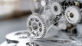 Gear Visualization: Mechanical gear system interconnected lines and dots, data visualization for big data graphics