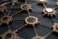 Gear Visualization: Mechanical gear system interconnected lines and dots, data visualization for big data graphics