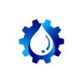 gear with water droplet vector logo