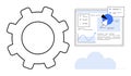 Gear, Data Analytics Dashboard, and Cloud Representing Technology and Process Optimization Royalty Free Stock Photo