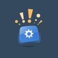 System upgrade, gear wheel blue button, maintenance and repair, application development, technology simple solution Royalty Free Stock Photo
