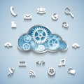 Gear wheel cloud and communication and network flat design