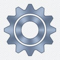 Gear wheel. Metal cogwheel. Gear setting icon. Machine gear icon. Industrial icon. Vector illustration