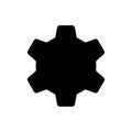 Gear wheel pictogram, icon with copy space isolated on a white background.