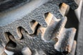 A gear wheel or pinion is a basic part of a gear train in the form of a disc with teeth on a cylindrical or conical surface Royalty Free Stock Photo