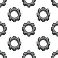 Gear wheel seamless doodle pattern