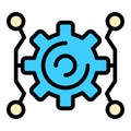 Gear wheel sociology icon color outline vector