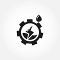 Gear wheel with water as logo. hydroelectric power isolated solid vector icon Royalty Free Stock Photo