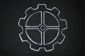 Gear wheels hand drawn, chalk illustration, blackboard Royalty Free Stock Photo