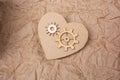 Gear wheels on Heart shape. Valentine concept and promise of love