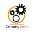 Gear wheels logo on white Royalty Free Stock Photo