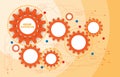 Gear wheels orange infographic for cooperation or teamwork symbols with different options engineer EP.1