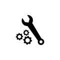 Gear And Wrench Icon In Flat Style For App, UI, Websites. Black Icon Vector Illustration Royalty Free Stock Photo