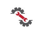 gear and wrench illustration icon logo vector