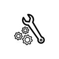 Gear And Wrench Line Icon In Flat Style For App, UI, Websites. Black Icon Vector Illustration Royalty Free Stock Photo