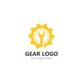 Gear and wrench logo simple creative mechanic design vector template.