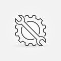Gear with Wrench outline icon. Vector Settings concept sign