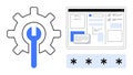 Settings Configuration with Gear, Wrench, Interface Elements, and Password Security Royalty Free Stock Photo