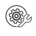 Gear and wrench, settings icon. Vector illustration, flat design Royalty Free Stock Photo