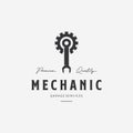 Gear Wrench Spanner Piston Vintage Logo. Minimalist Illustration of Mechanical Garage Shop Vector. Design of Piston Automotive Royalty Free Stock Photo