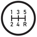 Gearbox icon on white background. Gear shifter symbol. manual transmission sign. speed shifter. flat style