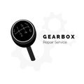 Gearbox repair service advertising. Gear Knob. Mechanic car transmission. Vector illustraion
