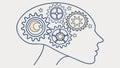 Geared brain, logical thinking, analytical mind, intelligence concept, vector design Generative AI Royalty Free Stock Photo